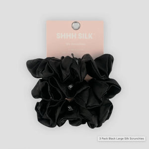 3 Pack black large silk scrunchies