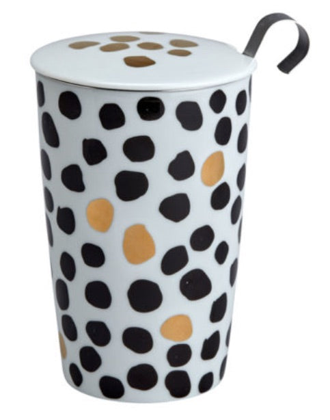 Teaeve Black & White Porcelain Cup (with stainless steel infuser) - 2 varieties available