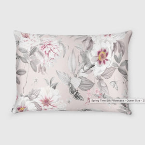 Shhh Silk - Limited Edition Spring Time Silk Pillowcase - Queen Size - Zippered