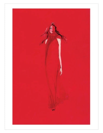 Greeting Card - Lady In Red