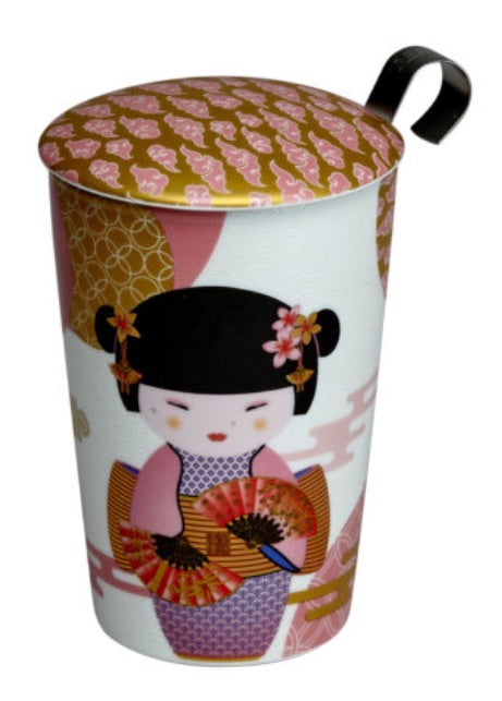 Teaeve Porcelain Cup (with stainless steel infuser) - Little Geisha rose